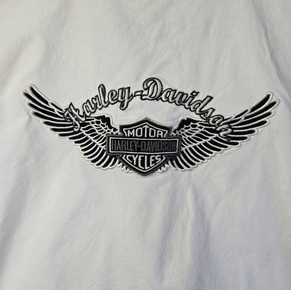 Vintage Harley-Davidson Women’s Sleeveless Button-Up Shirt White HD Wings Logo - Picture 10 of 10